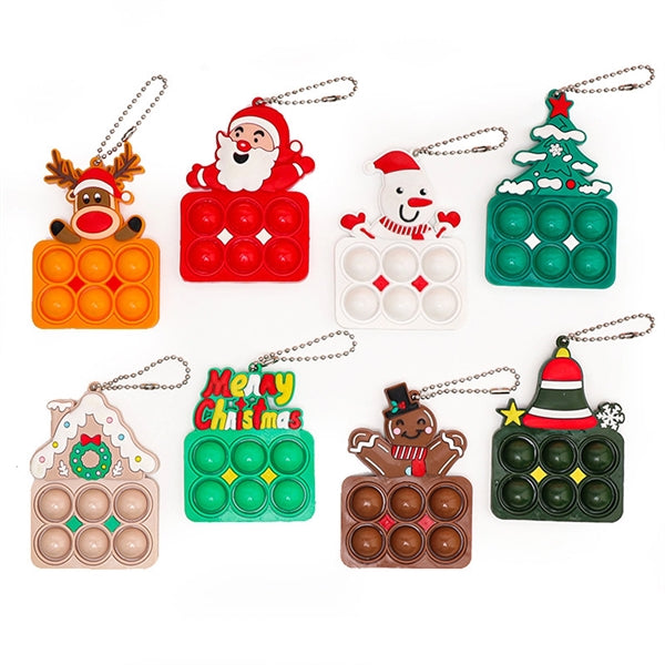Christmas Push Bubbles Keychains Fidget Toy