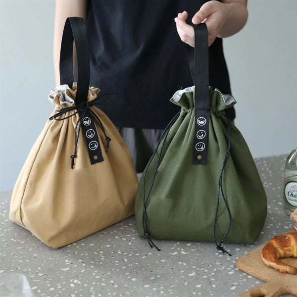 Insulated Drawstring Canvas Lunch Bag