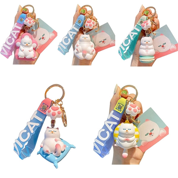 Cute Cat Gift Keychains Backpack Charms Cartoon Car Key Ring