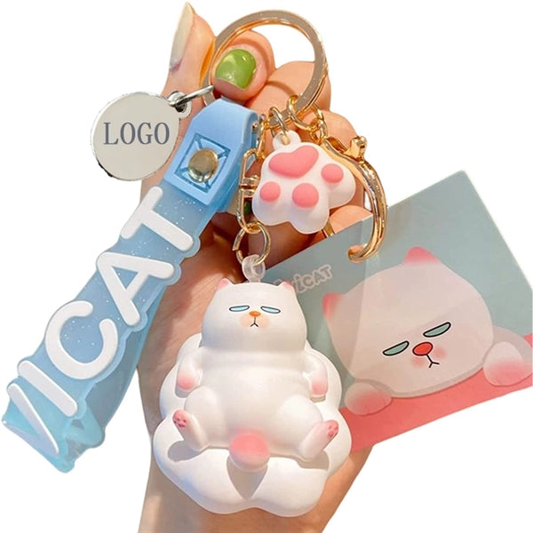 Cute Cat Gift Keychains Backpack Charms Cartoon Car Key Ring