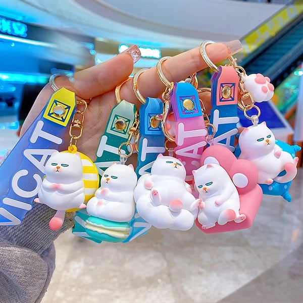 Cute Cat Gift Keychains Backpack Charms Cartoon Car Key Ring