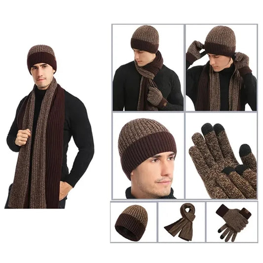 Winter Warm Knitted Three Piece Set