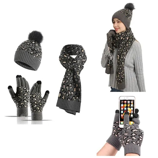 Winter Warm Knitted Three Piece Set
