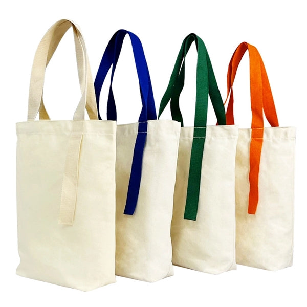 Cotton Canvas Tote Bag w/Color Handle