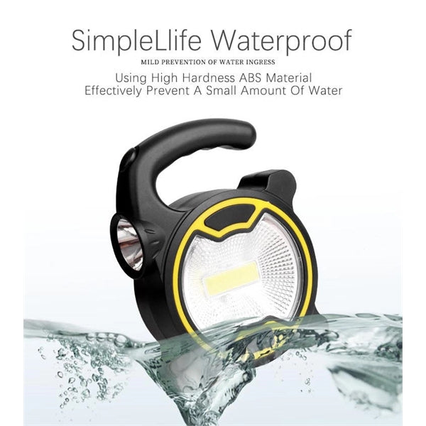 2 in 1 Portable Handle COB Work & Camping Lamp Flashligh