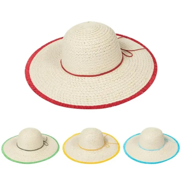 Sun Protective Beach Straw Hat with Wool Edge