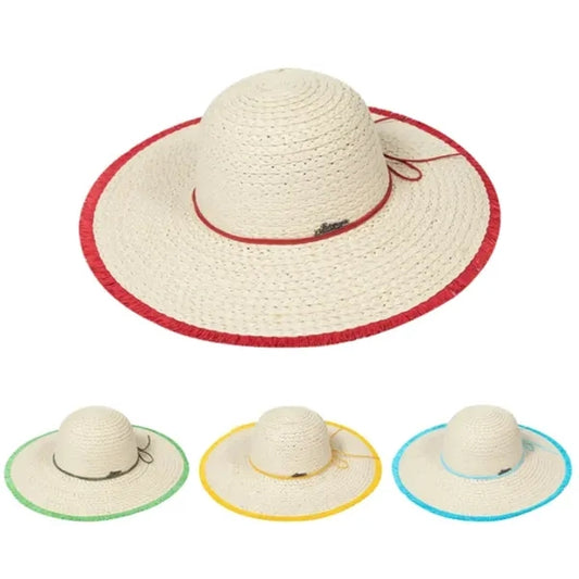 Sun Protective Beach Straw Hat with Wool Edge