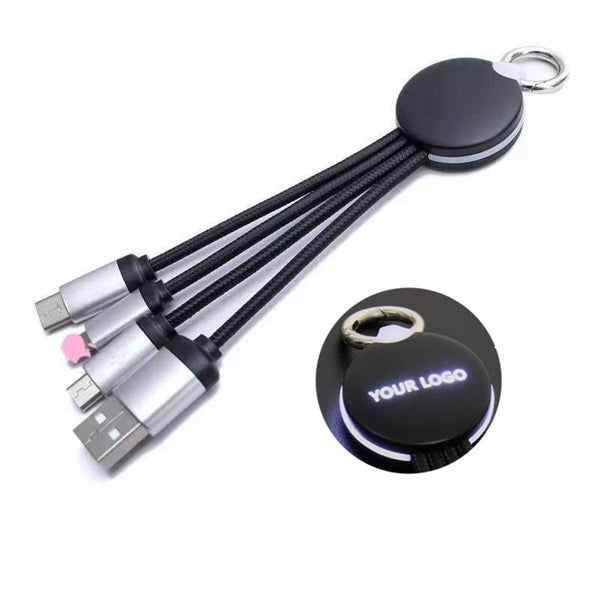 Led Light Color 3 In 1 Cable Keychain