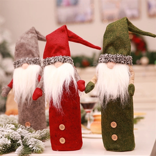 Christmas Gnomes Wine Bottle Cover Tomte Table Decor
