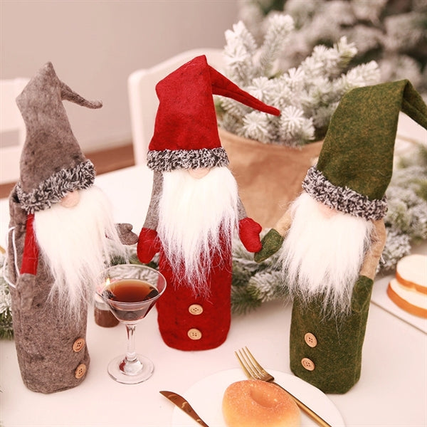Christmas Gnomes Wine Bottle Cover Tomte Table Decor