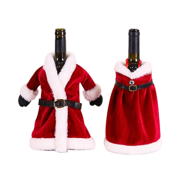 Christmas Santa Claus Wine Bottle Cover Table Dinner Decor