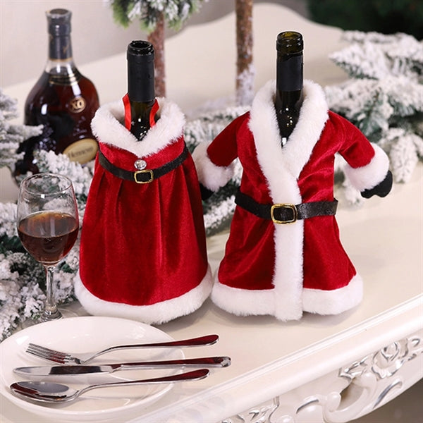 Christmas Santa Claus Wine Bottle Cover Table Dinner Decor