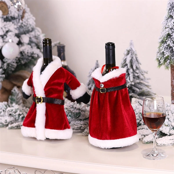 Christmas Santa Claus Wine Bottle Cover Table Dinner Decor