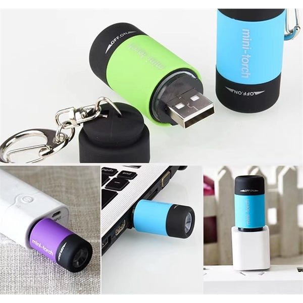 Mini Keychain Pocket Torch USB Rechargeable LED Flashlight