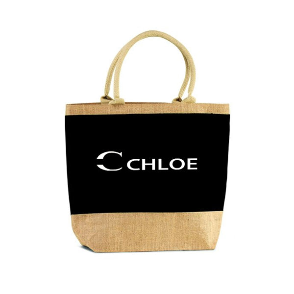 Two Tone Jute Beach Tote With Handles