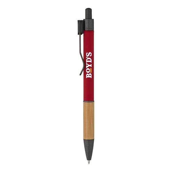 Soft Touch Bamboo Grip Ballpoint Pen