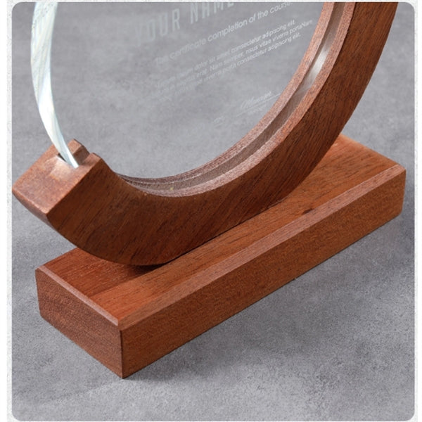 Crystal Trophy With Wood Base