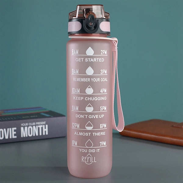 32 oz Plastic Sports Water Bottle with Time Marker