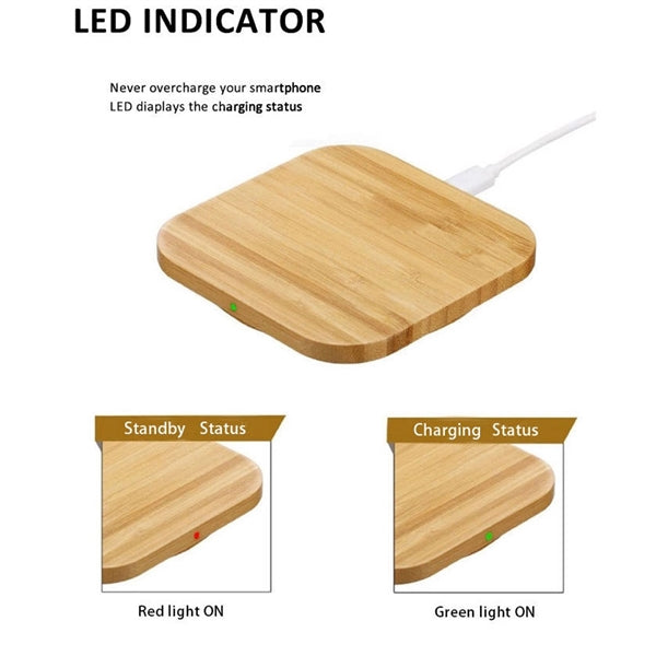 Square Bamboo Wooden Wireless Charger/Adaptor