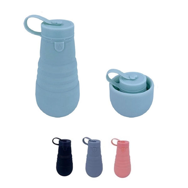 17 oz Portable Collapsible Folding Silicone Water Bottle