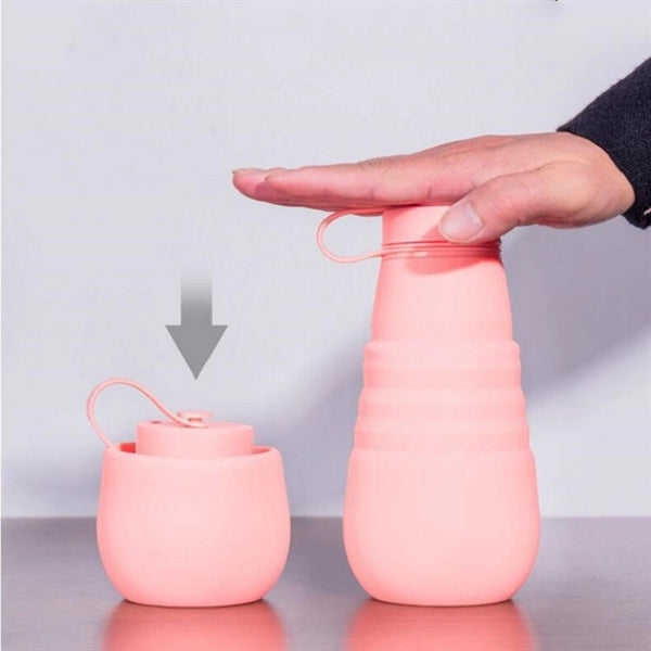 17 oz Portable Collapsible Folding Silicone Water Bottle