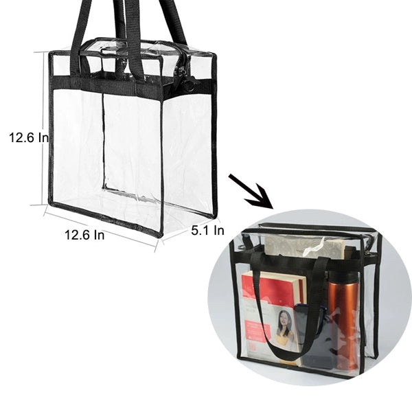Clear zipper stadium tote bag