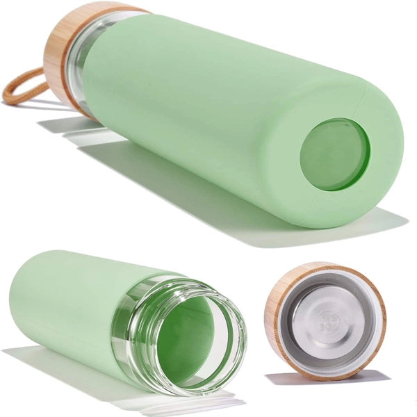 Glass Water Bottle With Bamboo Lid