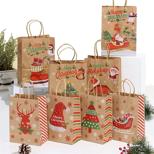 Christmas Kraft Gift Bags with Handle