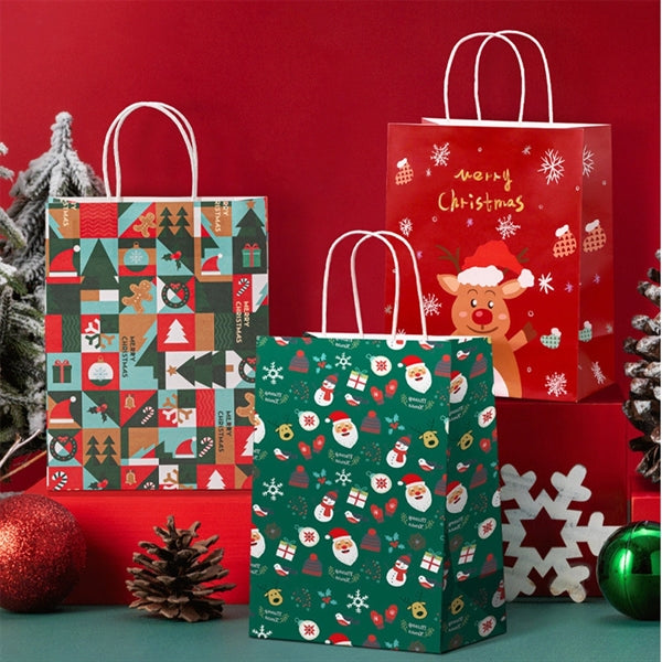Christmas Kraft Gift Bags with Handle