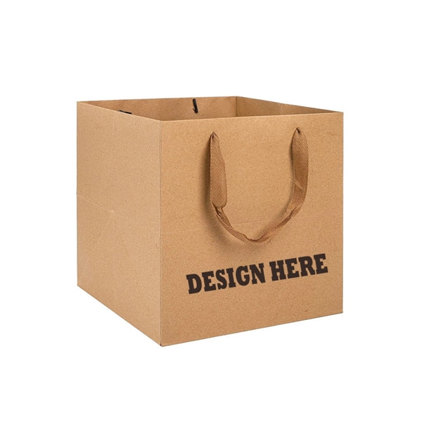 Square Gift Bags Kraft Flower Bouquet Tote