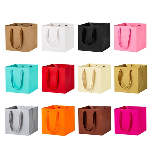 Square Gift Bags Kraft Flower Bouquet Tote