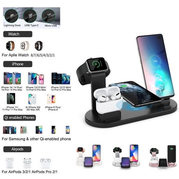 6-in-1 Wireless Charging Station(Cellphone Watch Earphone)