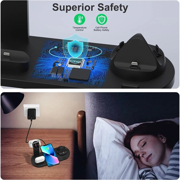 6-in-1 Wireless Charging Station(Cellphone Watch Earphone)