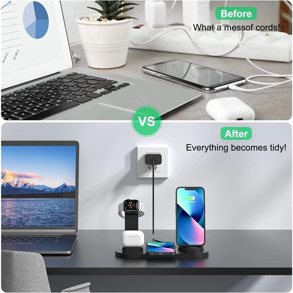 6-in-1 Wireless Charging Station(Cellphone Watch Earphone)