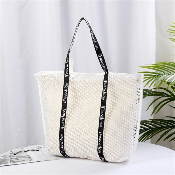 Beach MeshTote Bag With Canvas Pocket