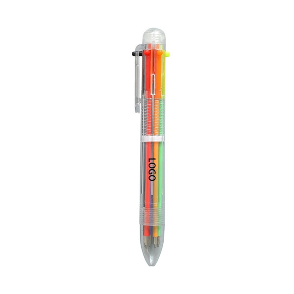 Transparent Six Color Ballpoint Pen