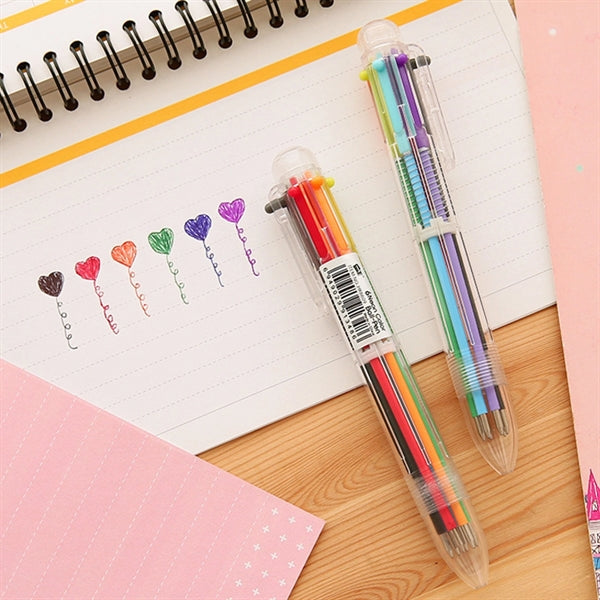 Transparent Six Color Ballpoint Pen