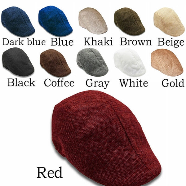 Unisex Linen Beret Flat Cap