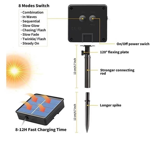 105FT Waterproof Outdoor Solar String Lights