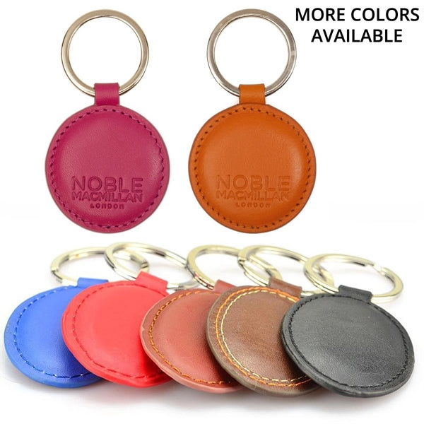 2" Stitched Leatherette Circle Key Tag