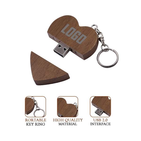 Heart Shape Wooden USB Drive