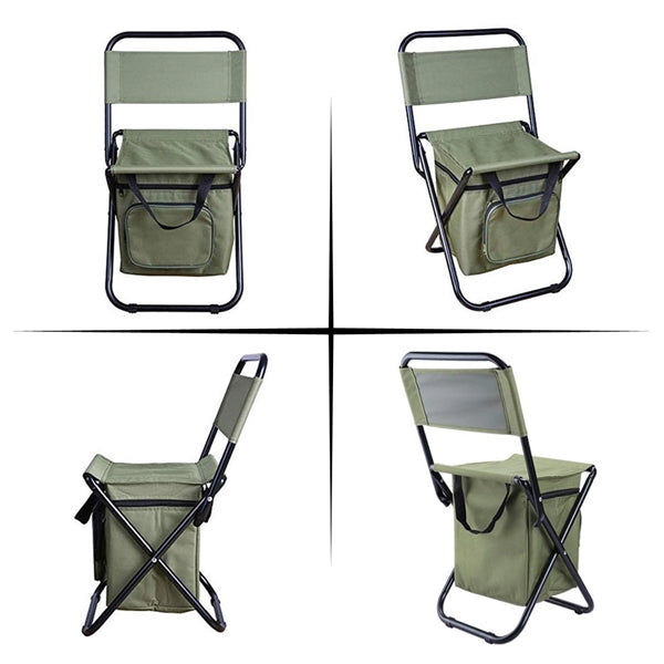 Folding Chair Seat With Cooler Bag For Fishing