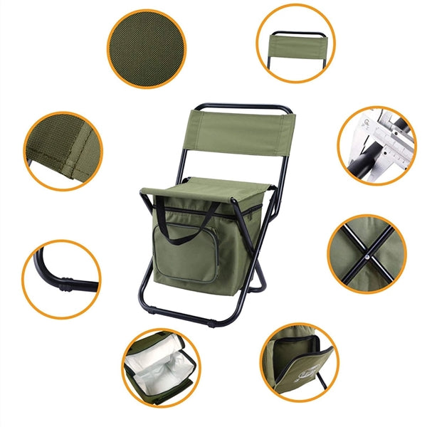 Folding Chair Seat With Cooler Bag For Fishing