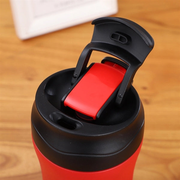 13oz Stainless Steel Travel Coffee Mug Cup With Straw Flip