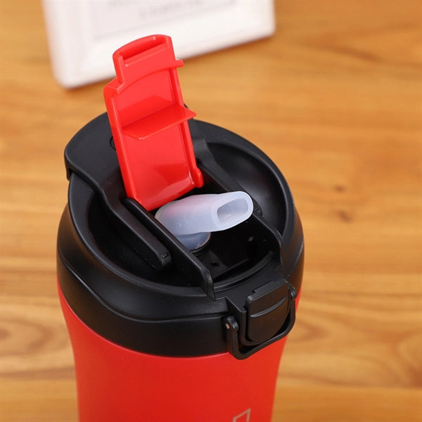 13oz Stainless Steel Travel Coffee Mug Cup With Straw Flip