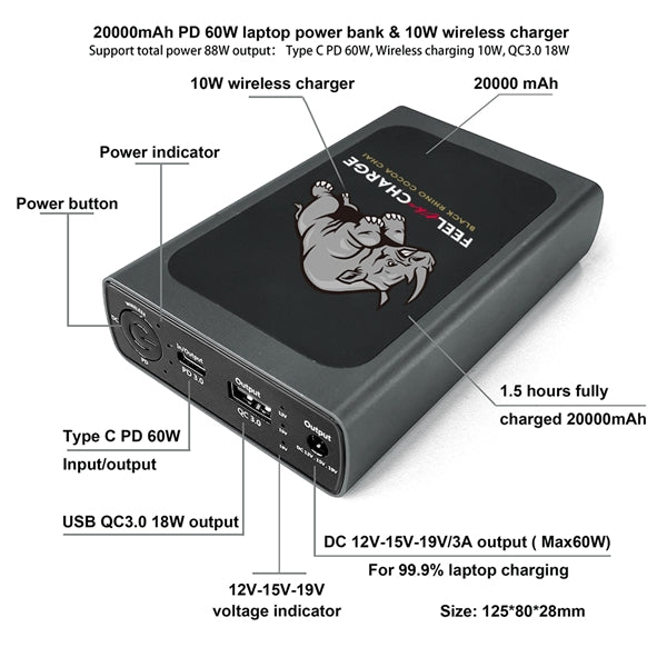 Clyde 88W Laptop Charger and 20000mAh Power Bank