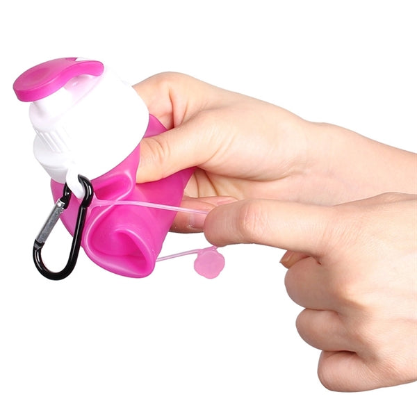 18oz Silicone Collapsible Sports Water Bottle With Carabiner