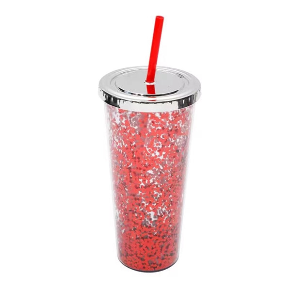 24Oz Glitter Tumbler With Lid And Straw