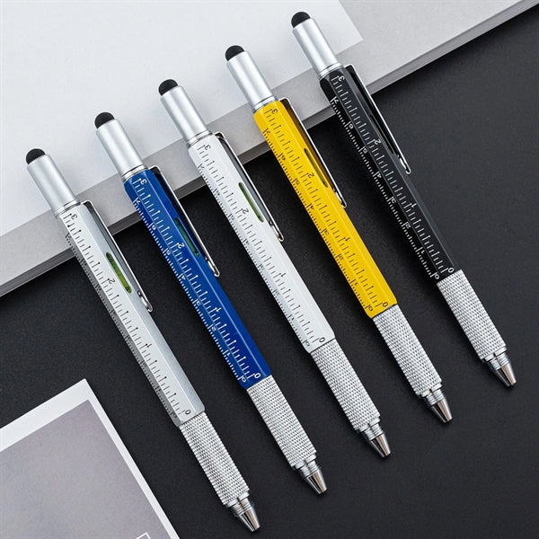 Aluminum 6 In 1 Multifunction Ballpoint Pen