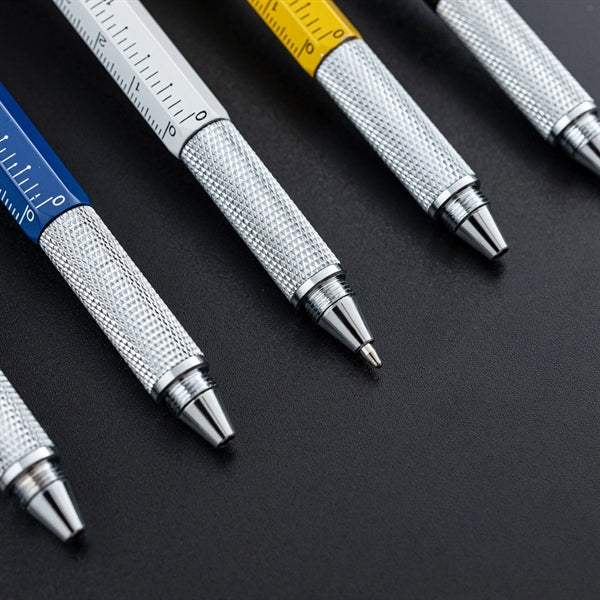 Aluminum 6 In 1 Multifunction Ballpoint Pen